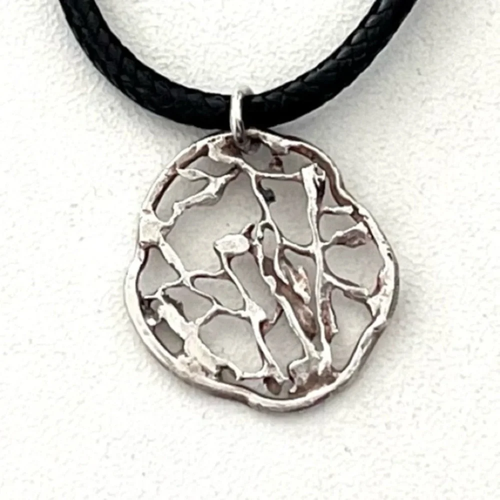 Silver - Abstract Pendant Rope Necklace!